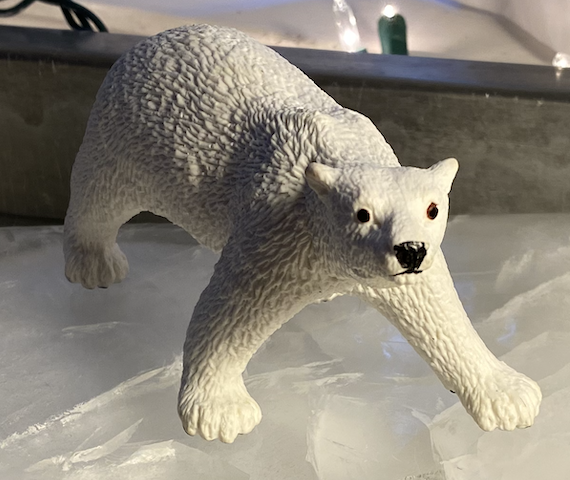 polar bear toy on ice